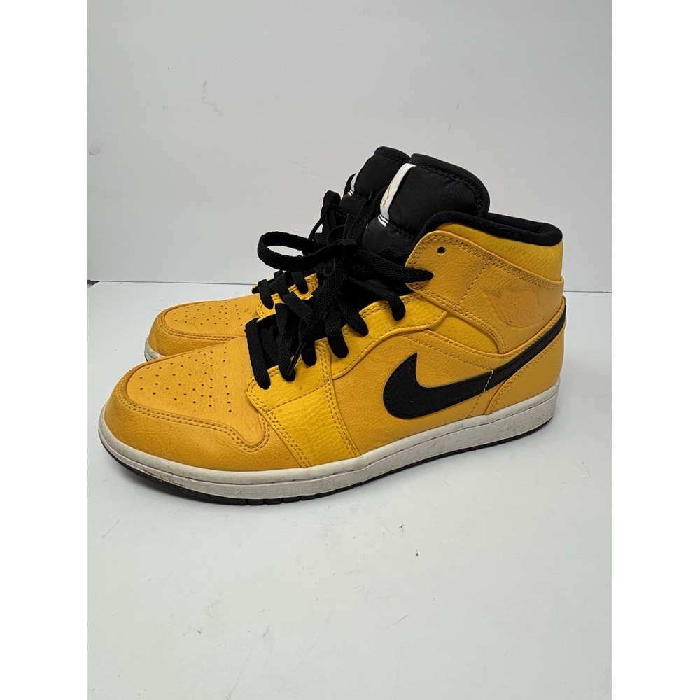 Air Jordan 1 Mid University Gold Black Yellow Mens Sneakers 554724-700 Size 10